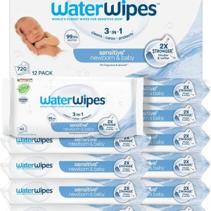 WaterWipes Sensitive+ Newborn & Baby Wipes,  3-In-1 Cleans, Cares, Protects, 99.9% Water, Unscented
